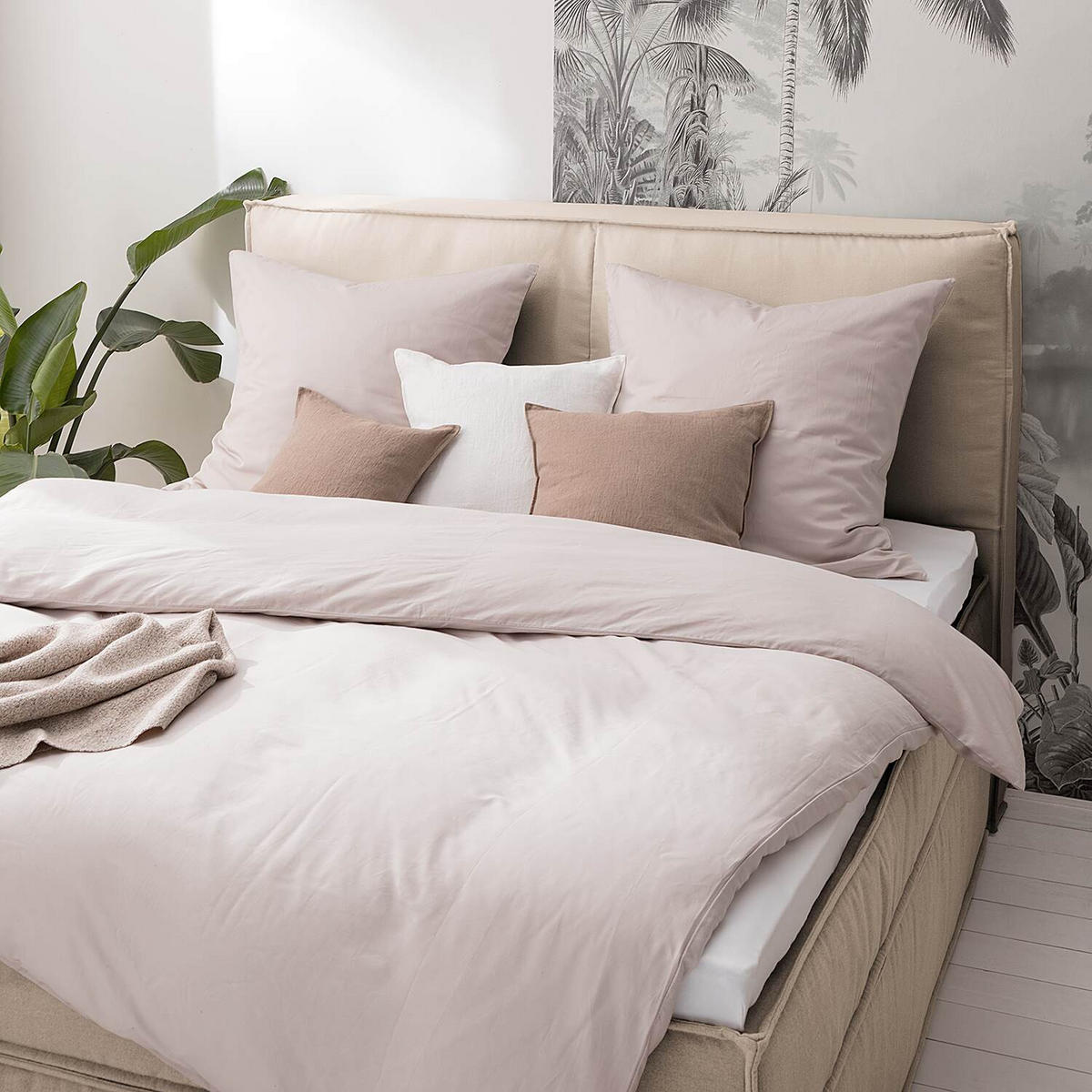 BOXSPRINGBETT 140/220 cm  in Beige  - Beige/Schwarz, Design, Kunststoff/Textil (140/220cm) - home24
