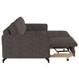 ECKSOFA in Flachgewebe, Leinenoptik Braun  - Schwarz/Braun, Design, Textil/Metall (242/170cm) - Xora