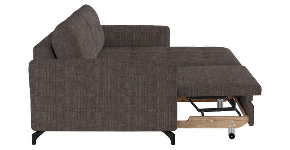 ECKSOFA in Flachgewebe, Leinenoptik Braun  - Schwarz/Braun, Design, Textil/Metall (242/170cm) - Xora