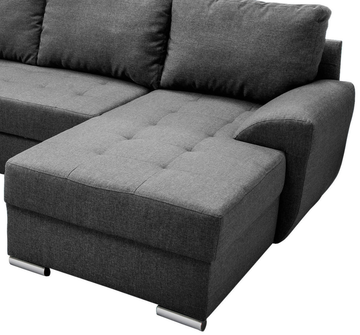 SJEDEĆA GARNITURA tekstil  siva   - siva/crna, Konvencionalno, tekstil/metal (218/292/156cm) - Livetastic