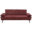 3-SITZER-SOFA in Velours Dunkelrot  - Beige/Schwarz, Design, Textil/Metall (222/89/104cm) - Dieter Knoll