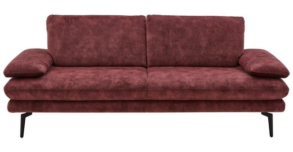 3-SITZER-SOFA in Velours Dunkelrot - Beige/Schwarz, Design, Textil/Metall (222/89/104cm) - Dieter Knoll