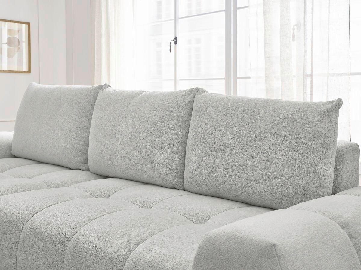 ECKSCHLAFSOFA EVEREST  mit Rücken echt, Armteil links, Armteil rechts Flachgewebe Hellgrau  - Hellgrau/Schwarz, MODERN, Kunststoff/Textil (180/318cm) - Livetastic