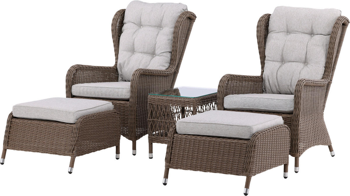 LOUNGEGARNITUR    - Beige/Braun, KONVENTIONELL, Kunststoff/Textil - Gardenson