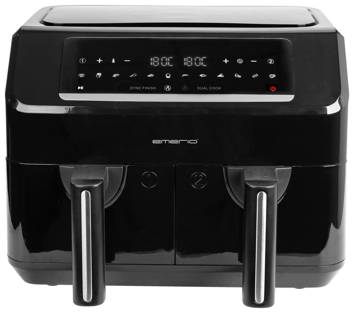 HEIßLUFTFRITTEUSE 3.6+3.6 l  - Schwarz, Basics, Kunststoff/Metall (38/34,6/29,5cm) - EMERIO