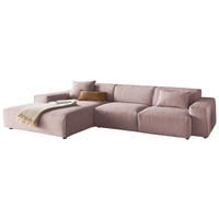ECKSOFA Rosa Cord  - Schwarz/Rosa, Design, Kunststoff/Textil (189/299cm) - Pure Home Lifestyle