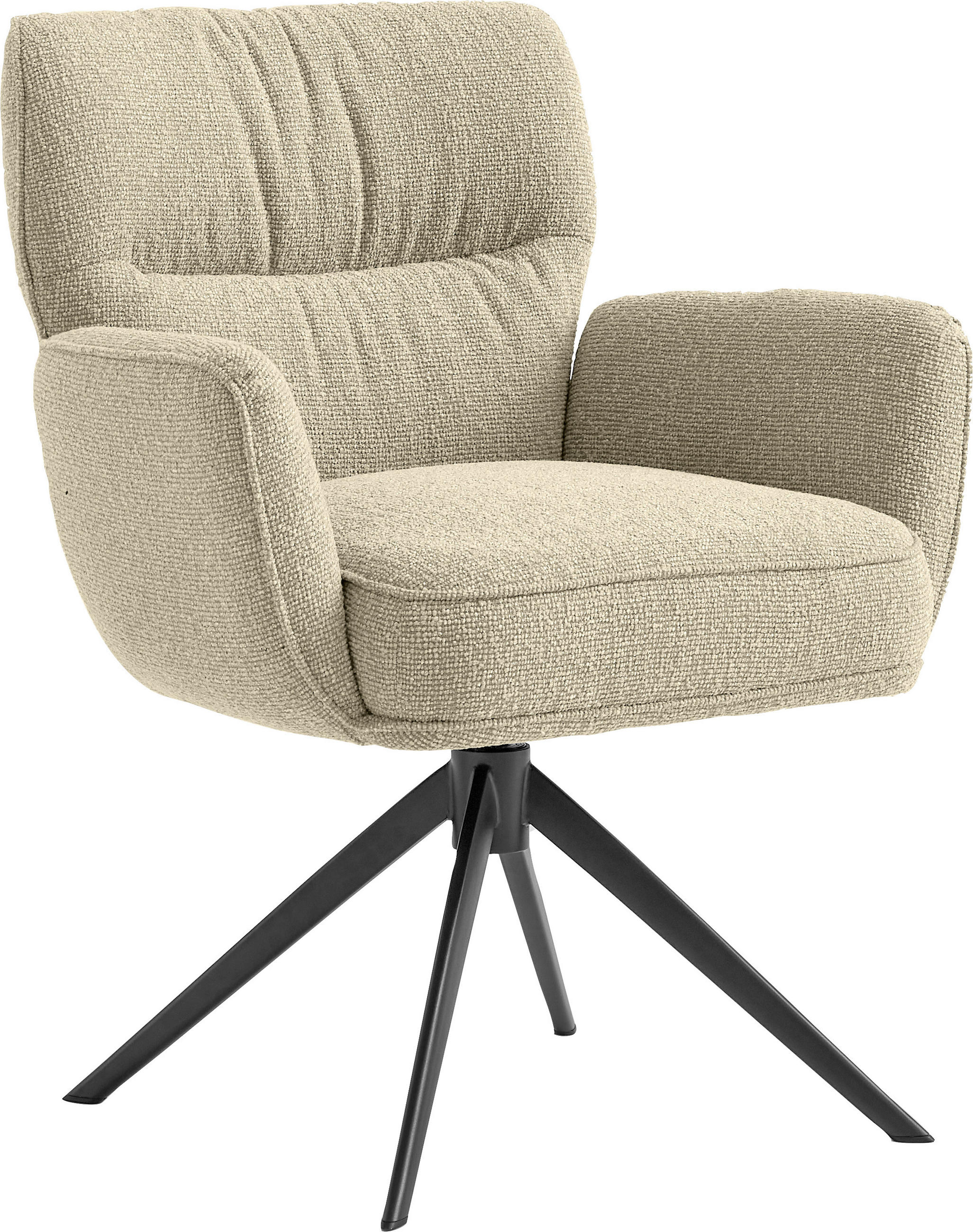 STOL MED ARMSTÖD  tygutbud, 360° vridbar sits, automatisk funktion för återhämtning linneimitation  - ljusgrön/beige, Design, metall/textil (67/86/68cm) - Novel