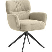 ARMLEHNSTUHL  Stoffauswahl, Sitzfläche 360° drehbar, automatische Rückholfunktion Leinenoptik  Schwarz, Hellgrün, Beige  - Beige/Schwarz, Design, Textil/Metall (67/86/68cm) - Novel