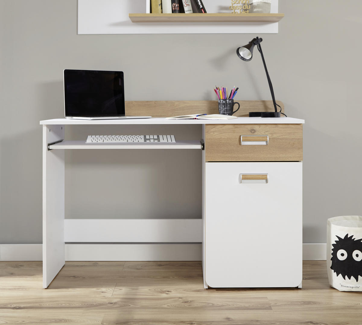 JUGENDZIMMER Weiß, Eschefarben  - Eschefarben/Birkefarben, MODERN, Holz/Holzwerkstoff (80/190cm) - MID.YOU