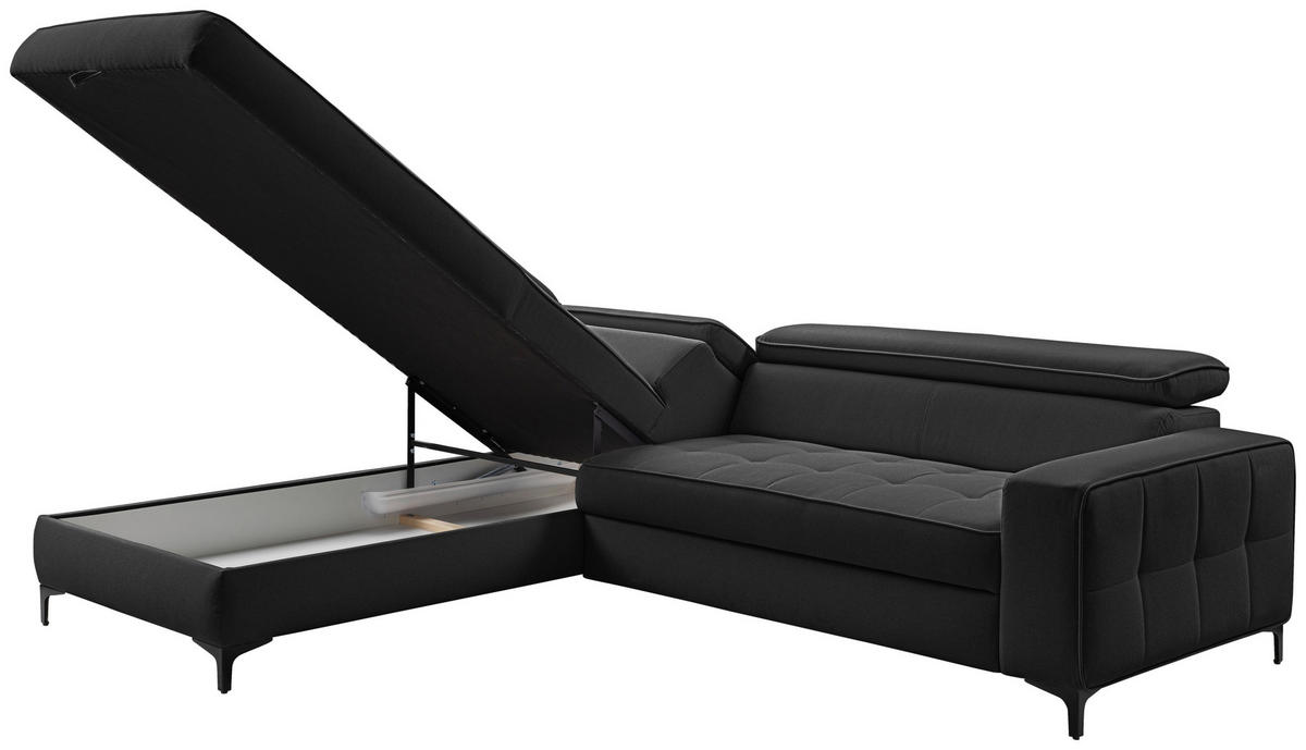 ECKSOFA  in Struktur Anthrazit  203/251 cm  - Anthrazit/Schwarz, Design, Textil/Metall (203/251cm) - MID.YOU