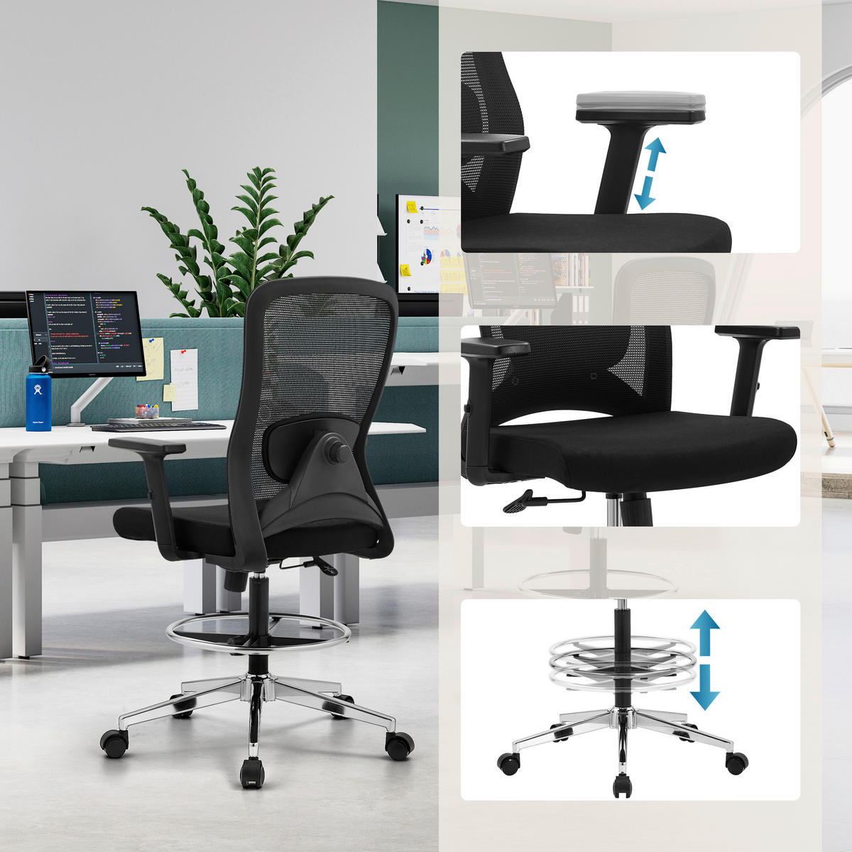 DREHSTUHL Flachgewebe Schwarz  - Schwarz, MODERN, Kunststoff/Textil (68/136/60cm) - MID.YOU