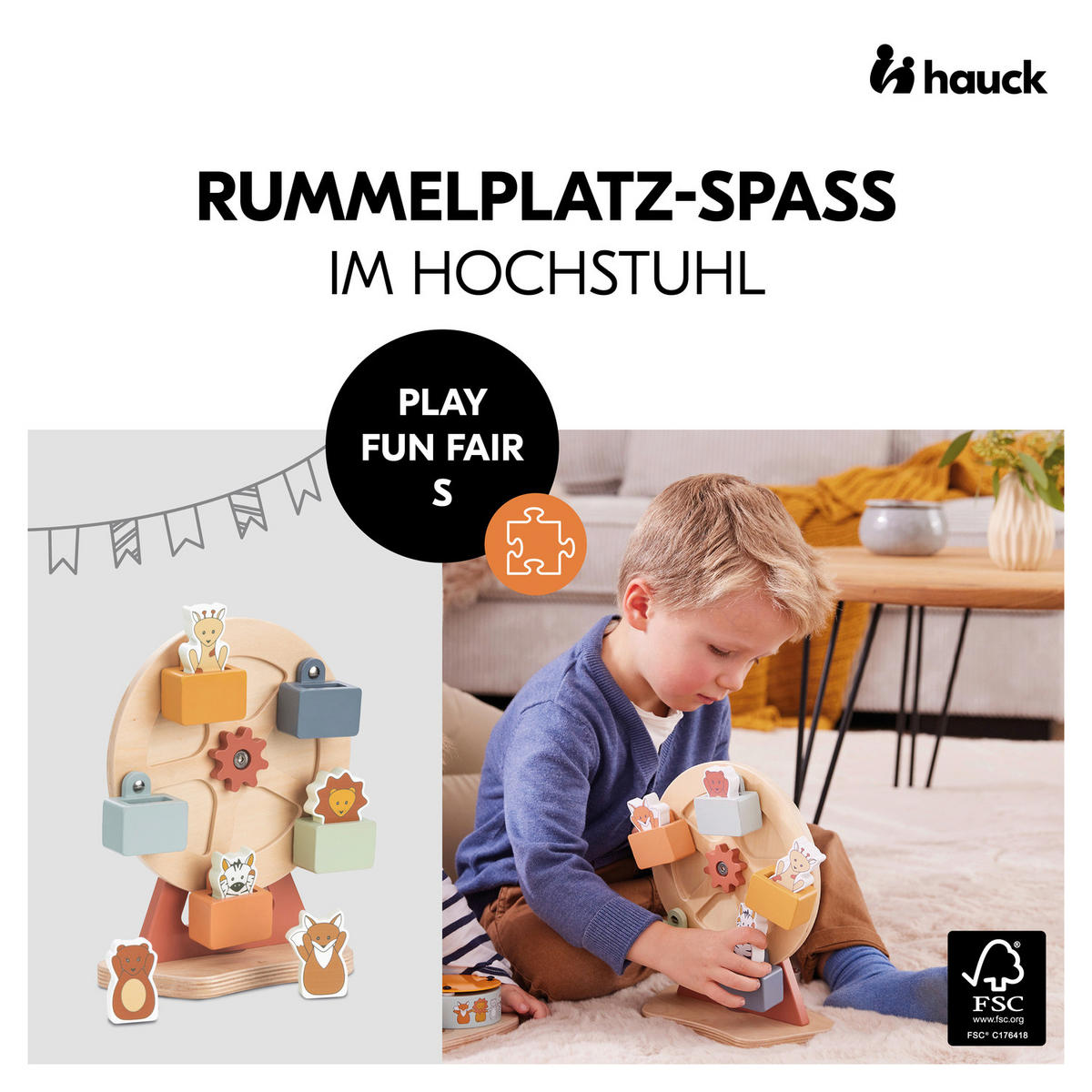 ESS- UND SPIELBRETT Play Fun Fair S  - Multicolor, Basics, Holz (11/26/19.5cm) - Hauck