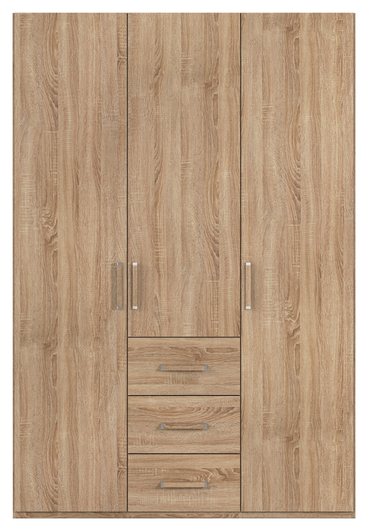 DREHTÜRENSCHRANK 151/223/60 cm 3-türig Sonoma Eiche  - Silberfarben/Sonoma Eiche, Design, Holzwerkstoff/Kunststoff (151/223/60cm) - Novel