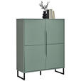 HIGHBOARD  in 101/125/38 cm  - Salbeigrün/Schwarz, KONVENTIONELL, Holzwerkstoff/Metall (101/125/38cm) - Hom`in