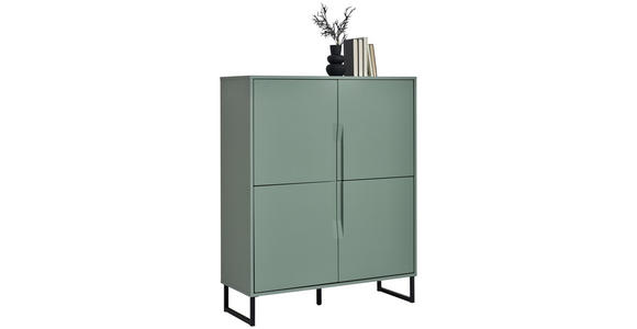 HIGHBOARD  in 101/125/38 cm  - Salbeigrün/Schwarz, KONVENTIONELL, Holzwerkstoff/Metall (101/125/38cm) - Hom`in