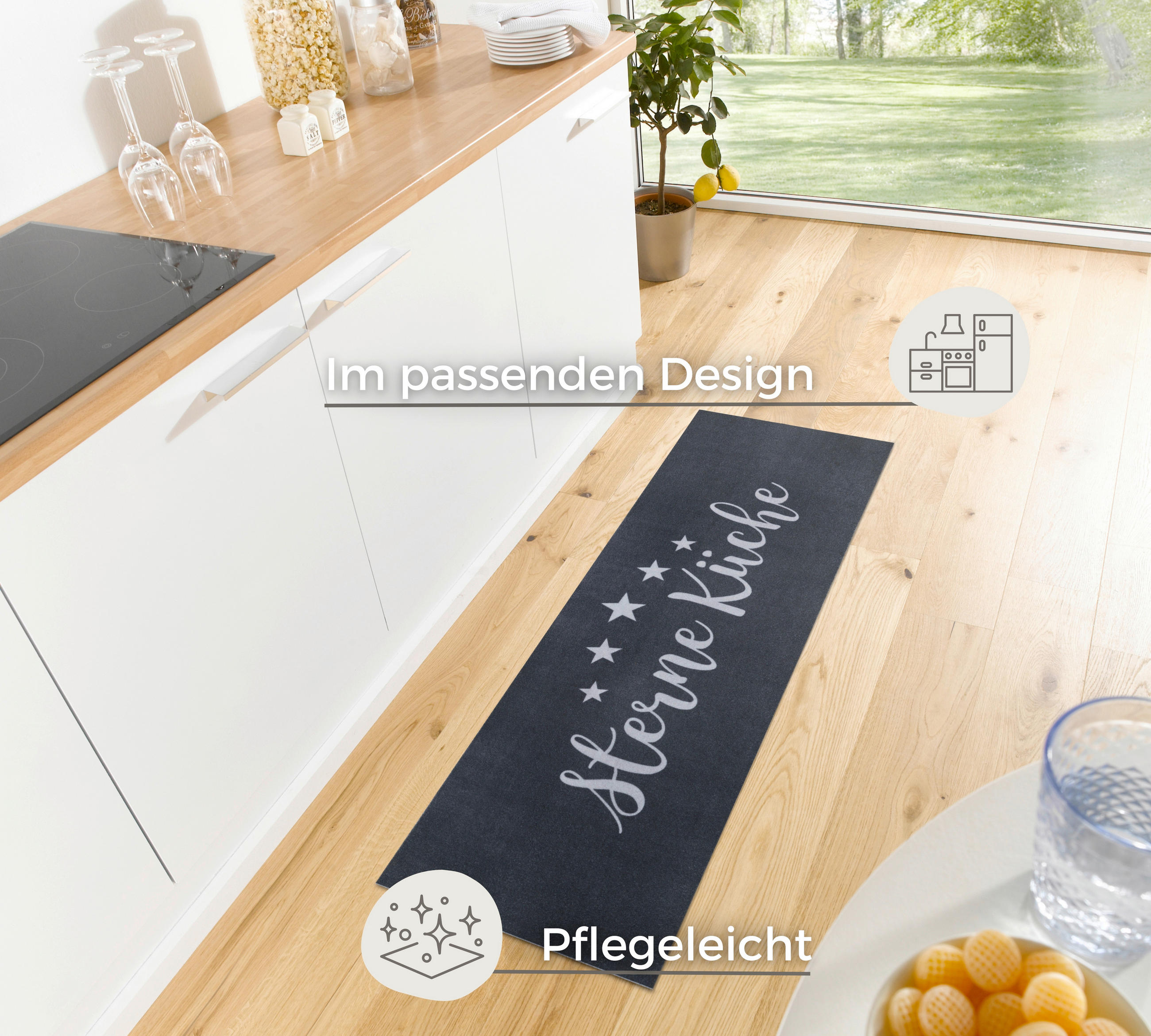 Ästhetisch: Küchenläufer (rech 50/150 cm Cook & Clean Grau, Schwarz  - Schwarz/Grau, Design, Kunststoff (50/150cm)