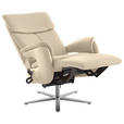 RELAXSESSEL in Leder Ecru  - Ecru/Edelstahlfarben, Design, Leder/Metall (70/124/85cm) - Cantus
