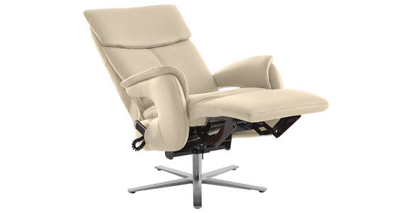 RELAXSESSEL in Leder Ecru - Ecru/Edelstahlfarben, Design, Leder/Metall (70/124/85cm) - Cantus