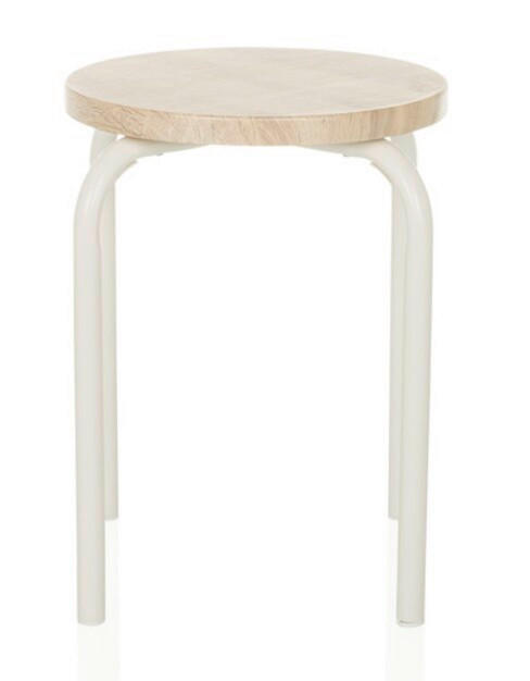 STAPELHOCKER Weiß, Eichefarben  - Eichefarben/Weiß, MODERN, Metall (34/46/34cm) - MID.YOU