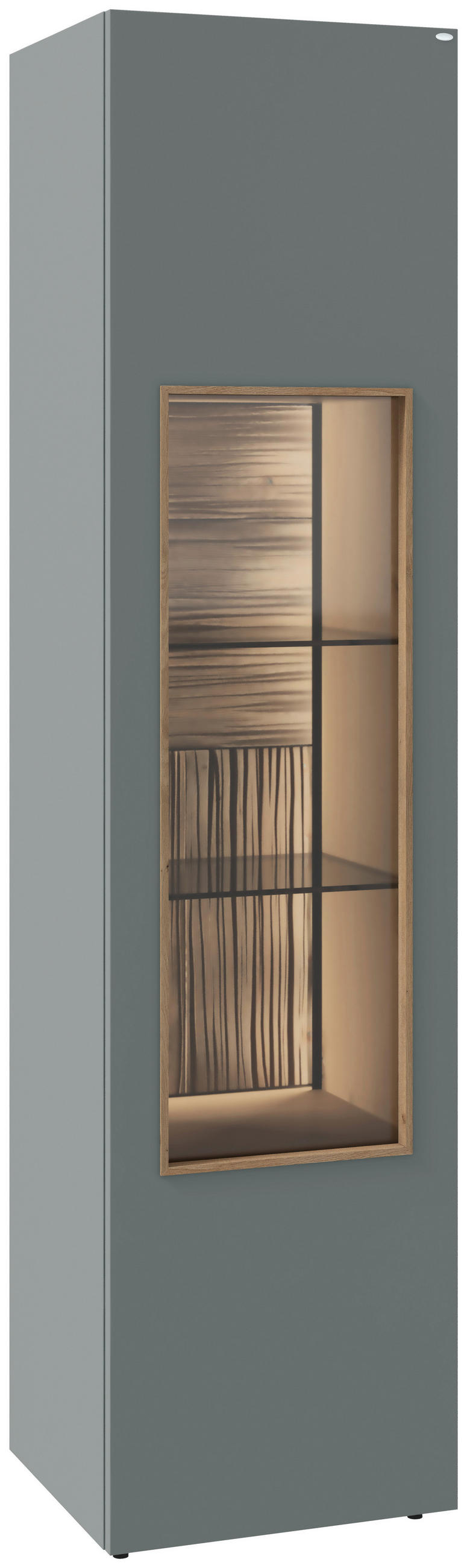 VITRINE Wildeiche, Graugrün  47,8/194/42,9 cm  - Wildeiche/Graugrün, Design, Glas/Holz (47,8/194/42,9cm) - Voglauer