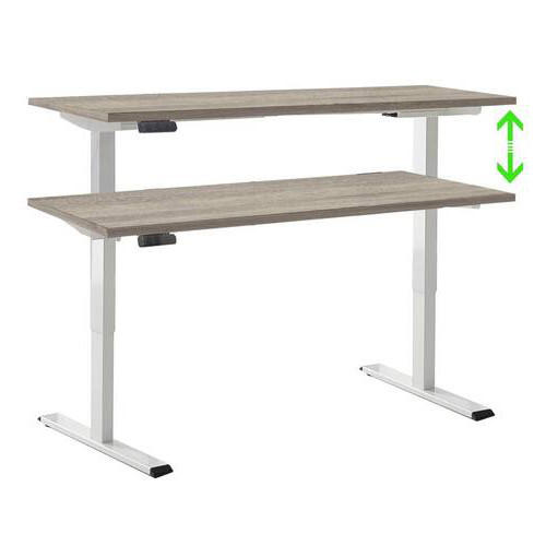 Mid.you Schreibtisch Office Edition Weiß, Sonoma Eiche 67x69-119x138 cm
