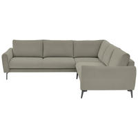 ECKSOFA Velours, Feincord Taupe  - Taupe/Schwarz, Design, Textil/Metall (280/254cm) - Beldomo Style