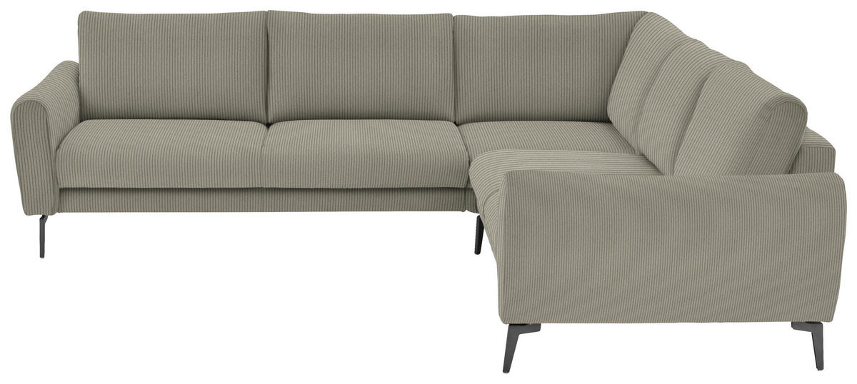 ECKSOFA Velours, Feincord Taupe  - Taupe/Schwarz, Design, Textil/Metall (280/254cm) - Beldomo Style