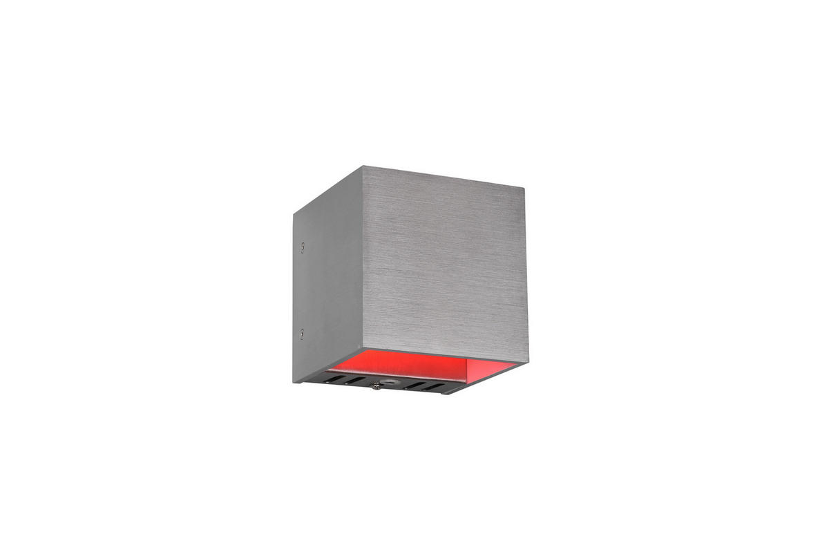 ZIDNA LED LAMPA - siva/boja aluminijuma, Dizajnerski, metal (10/10/10cm)
