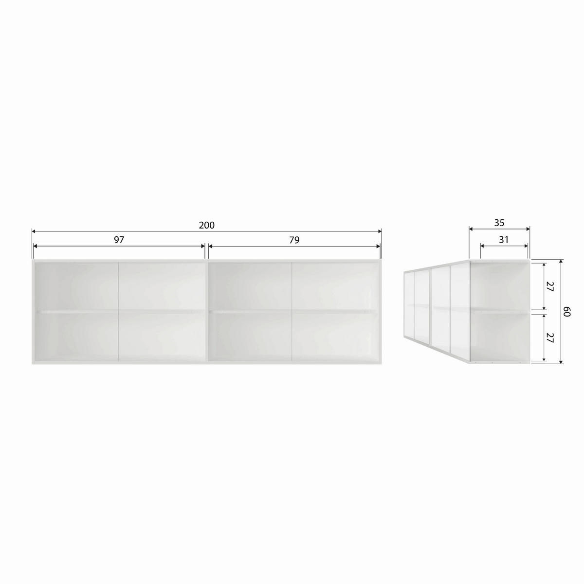 AUFSATZSCHRANK 200/60/35 cm  - Grau, Design, Glas/Holz (200/60/35cm) - Livetastic