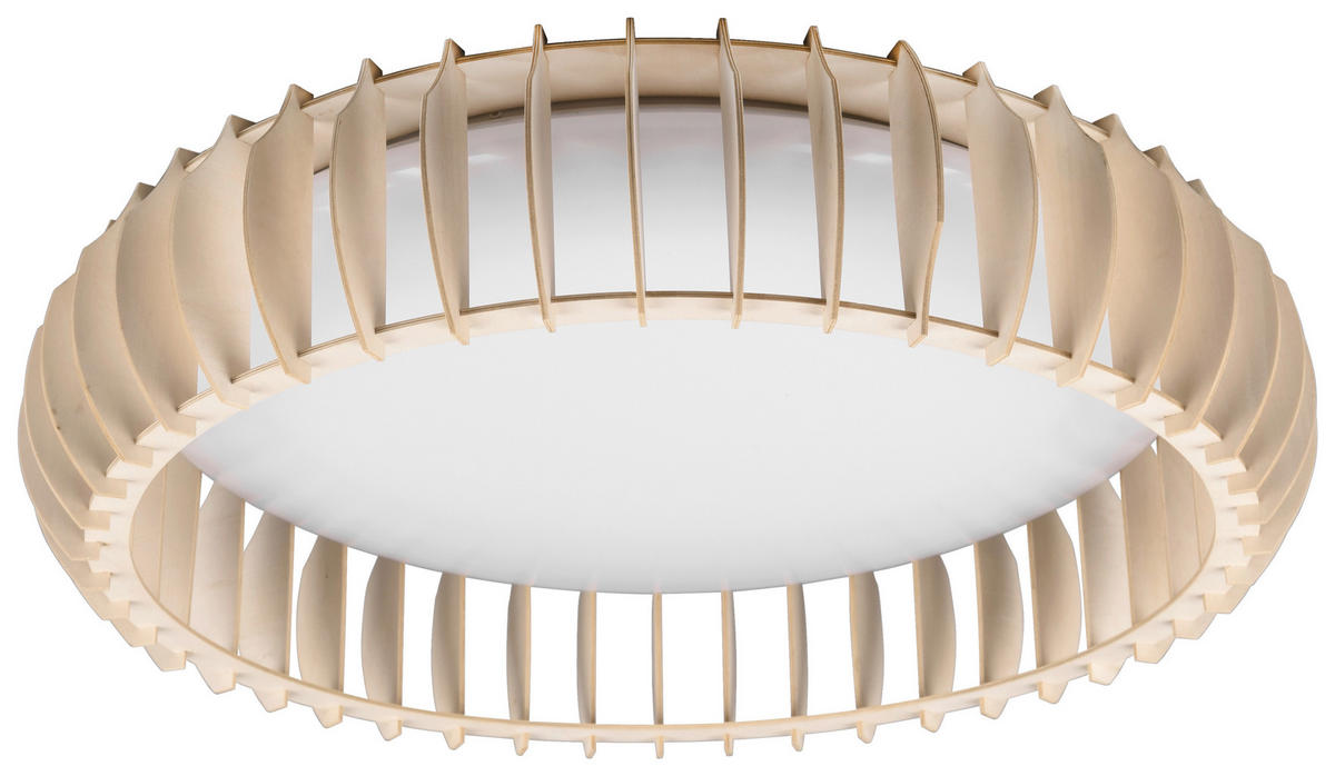 LED-DECKENLEUCHTE 60/14 cm   - Braun/Weiß, Design, Holz/Kunststoff (60/14cm) - P & B