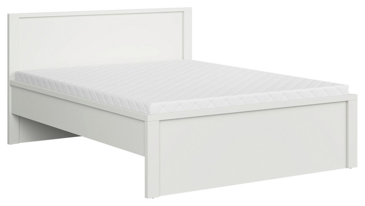 POSTELJA 160 cm   x 200 cm  , leseni material bela  - bela, Moderno, leseni material (160/200cm) - MID.YOU