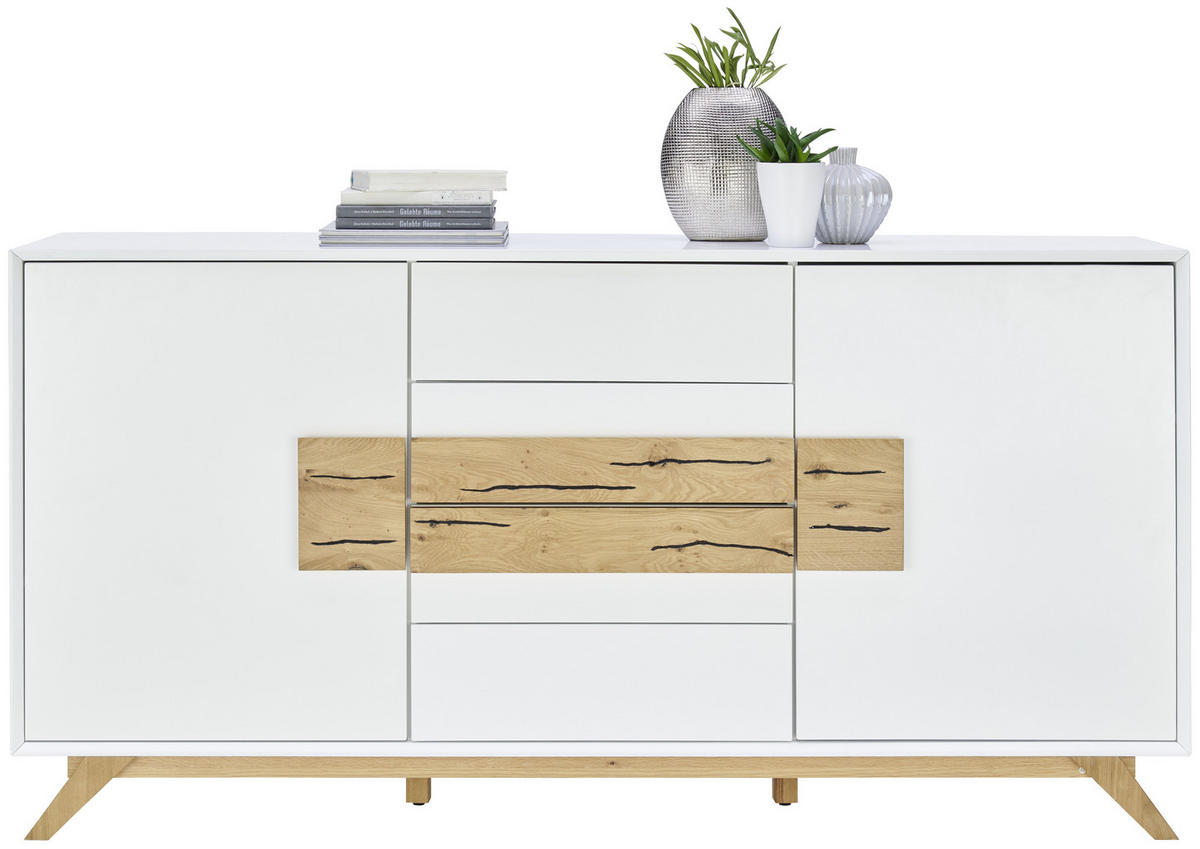 KOMODA S VRATIMA - boja hrasta/bela, Dizajnerski, drvo/pločasti materijal (178/89/40cm) - Xora