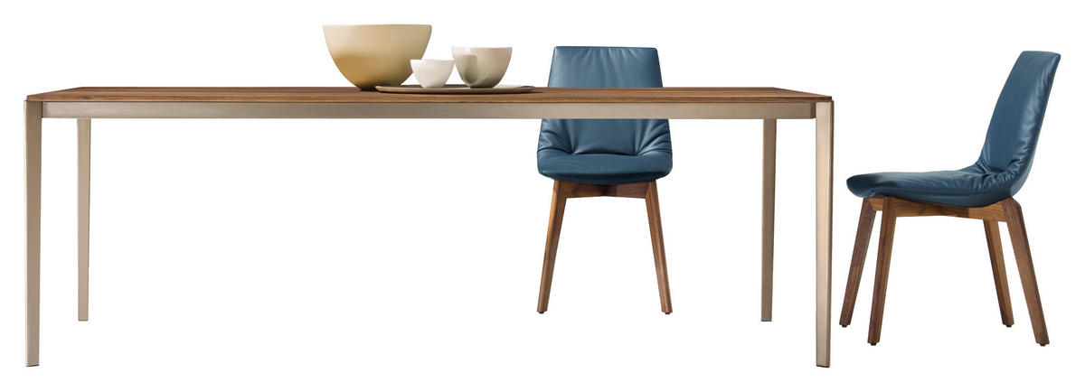 ESSTISCH in Holz, Metall 200/100/75 cm  - Nussbaumfarben/Bronzefarben, Design, Holz/Metall (200/100/75cm) - Team 7