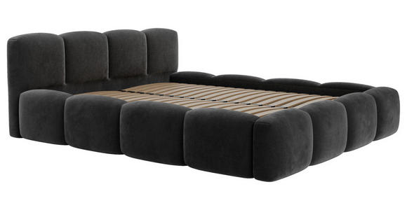 POLSTERBETT Lattenrost, Bettkasten Schwarz 140/200 cm  - Schwarz, Design, Holz/Textil (140/200cm) - Carryhome