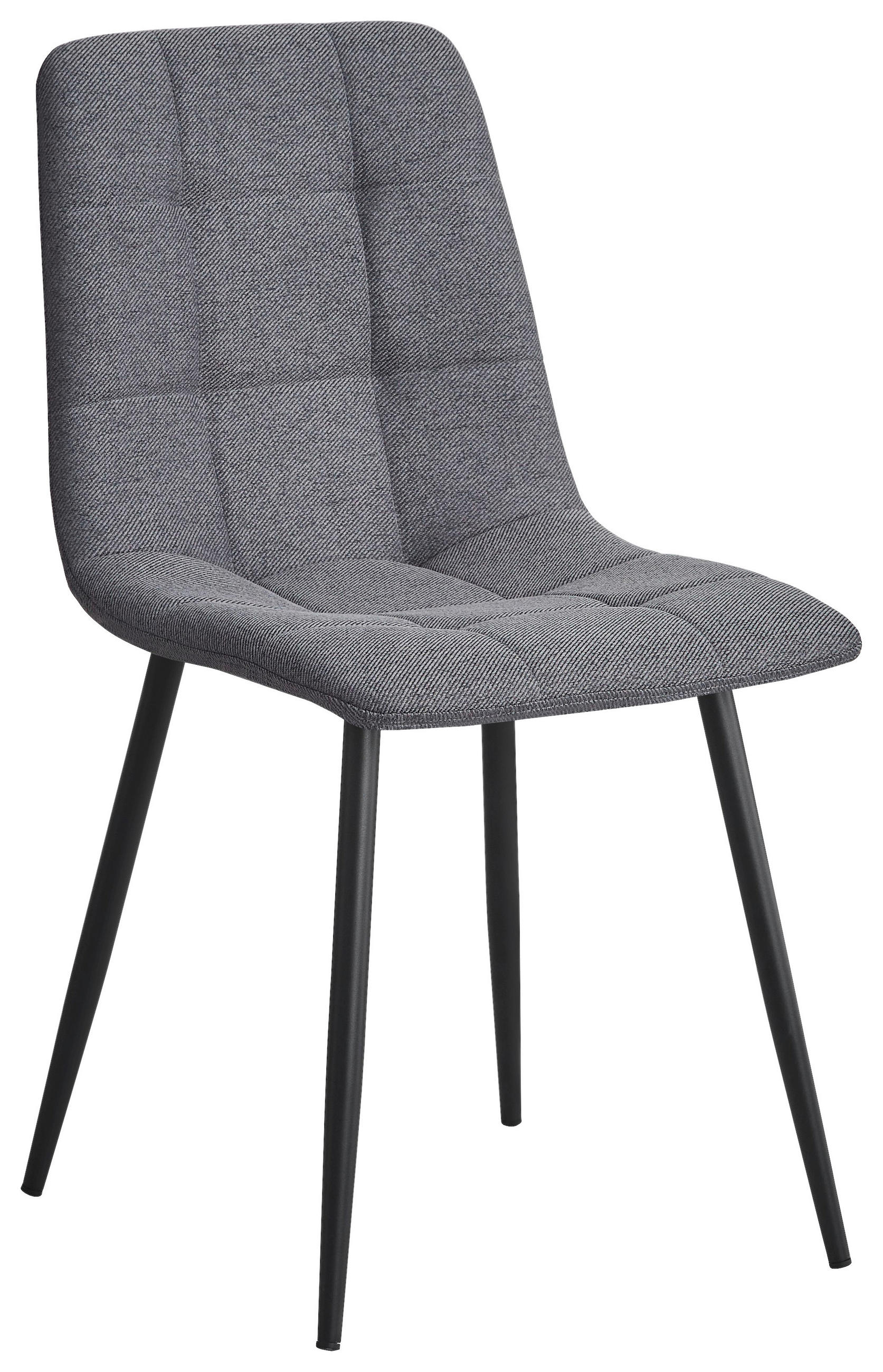 STUHL Webstoff Grau, Schwarz  - Schwarz/Grau, Design, Textil/Metall (45/86.5/55cm) - Stylife