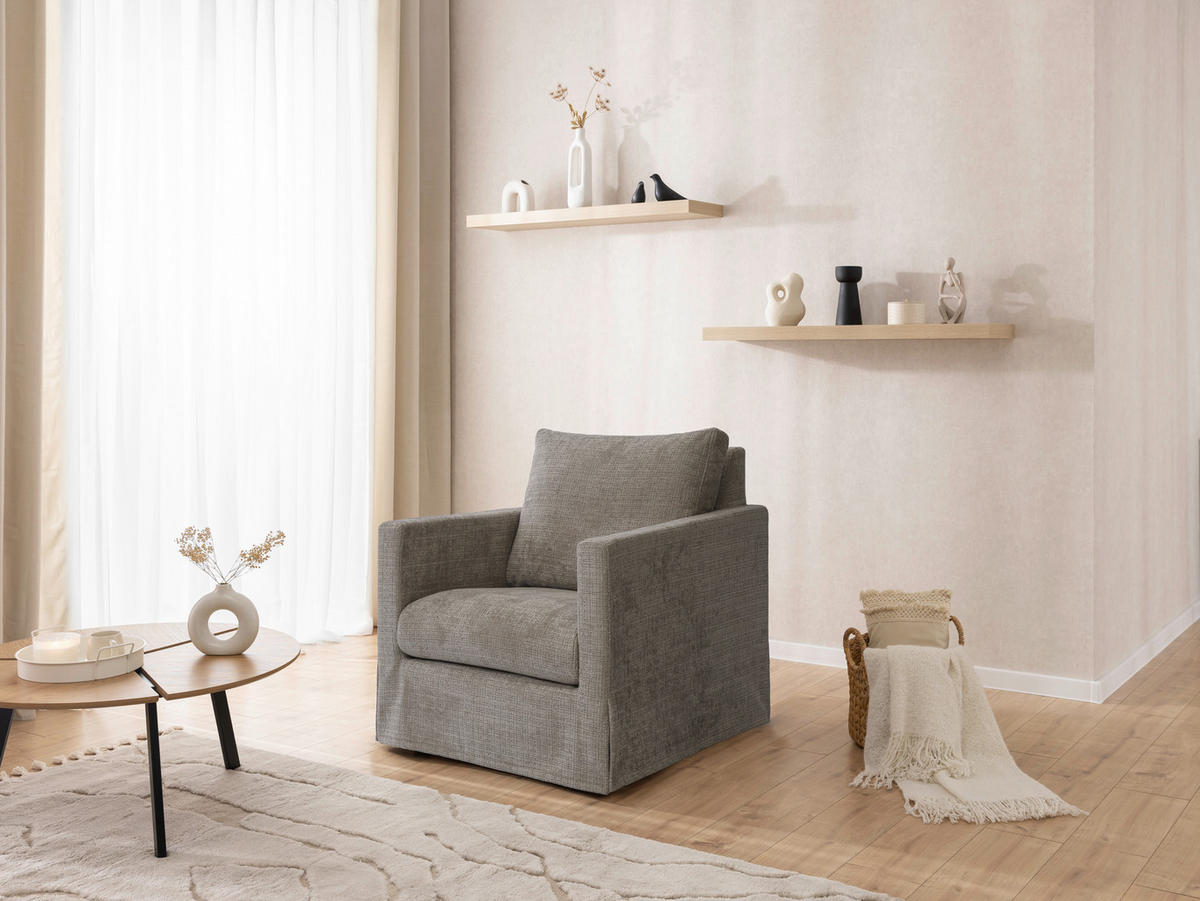 SESSELBEZUG - Braun, Design, Textil (84/89/95cm) - P & B