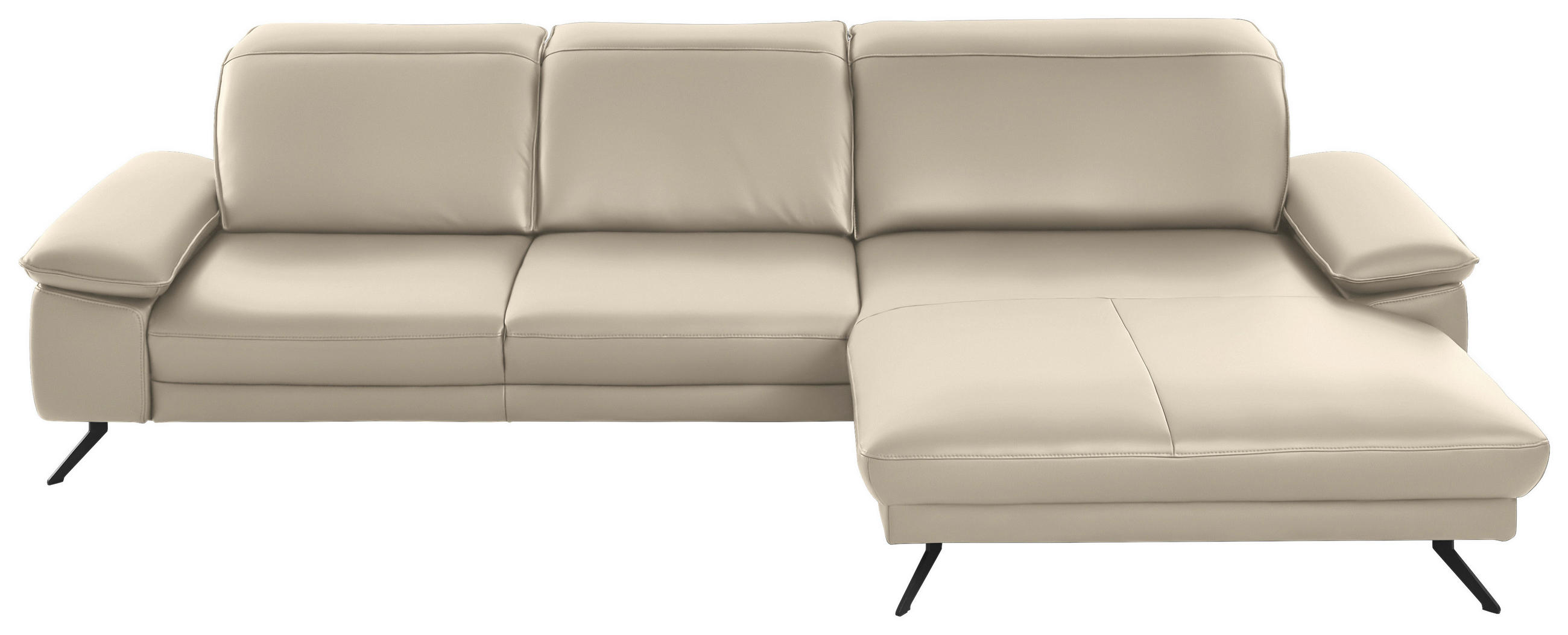 ECKSOFA in Echtleder Creme  328/193 cm  - Creme/Schwarz, Design, Leder/Metall (328/193cm) - Dieter Knoll