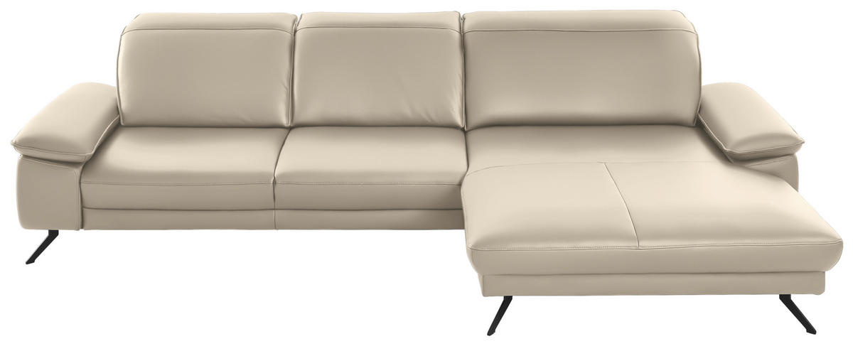 ECKSOFA in Echtleder Creme  328/193 cm  - Creme/Schwarz, Design, Leder/Metall (328/193cm) - Dieter Knoll