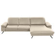 ECKSOFA Rivello in Echtleder Creme  328/193 cm  - Creme/Schwarz, Design, Leder/Metall (328/193cm) - Dieter Knoll