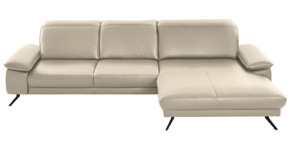 ECKSOFA Rivello in Echtleder Creme  328/193 cm  - Creme/Schwarz, Design, Leder/Metall (328/193cm) - Dieter Knoll