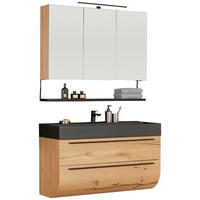 BADEZIMMER 120 cm  - Eichefarben/Schwarz, Modern, Glas/Holz (120cm) - Dieter Knoll