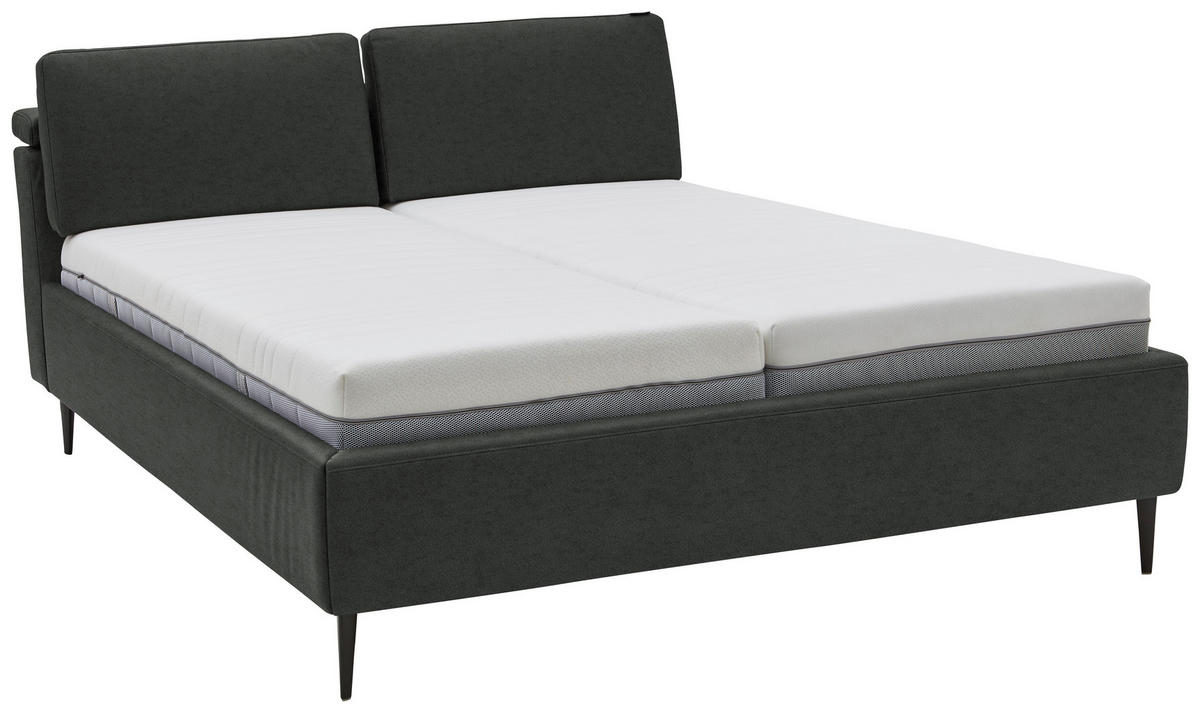 POLSTERBETT 160/200 cm  in Dunkelgrau  - Hellbraun/Dunkelgrau, Design, Holz/Textil (160/200cm) - Johann Jakob