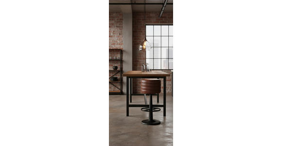 BARHOCKER Echtleder Braun, Schwarz Eisen Lederauswahl  - Schwarz/Braun, LIFESTYLE, Leder/Metall (36/78/36cm) - Landscape