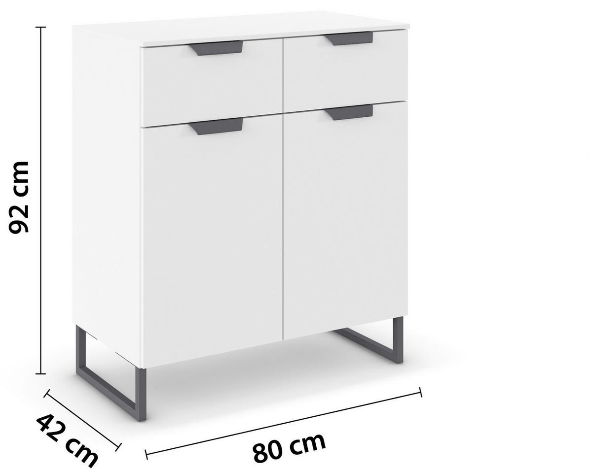 KOMMODE  in 80/81/42 cm  - Dunkelgrau/Weiß, Design, Holzwerkstoff/Metall (80/81/42cm) - Carryhome