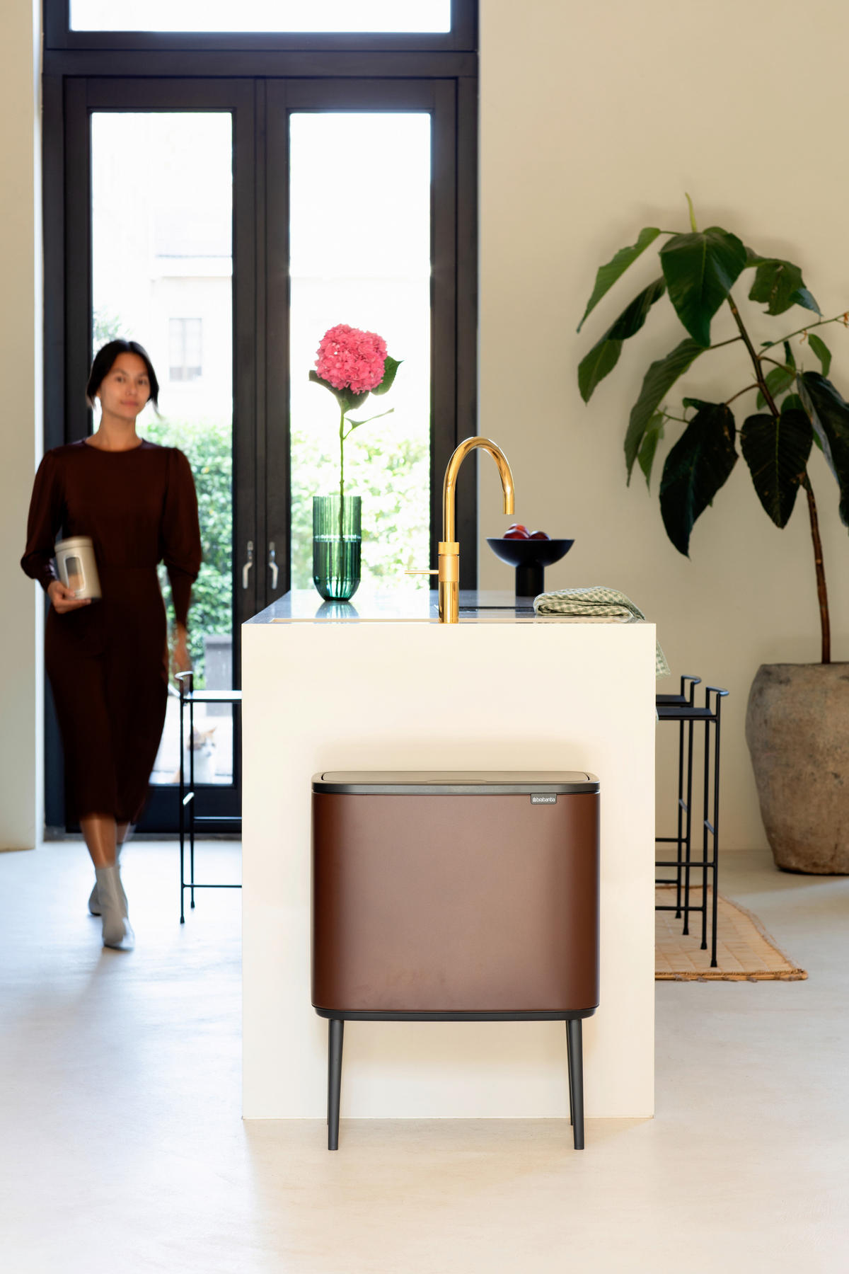 SZEMETESVÖDÖR  - barna/fekete, Basics, műanyag/fém (11+23 Ll) - Brabantia