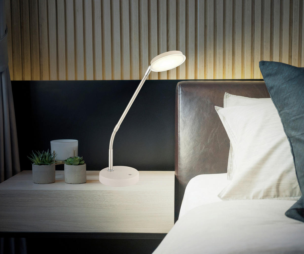LED-TISCHLEUCHTE Silvio 43/13/53,5 cm  - Sandfarben/Klar, Design, Kunststoff/Metall (43/13/53,5cm)