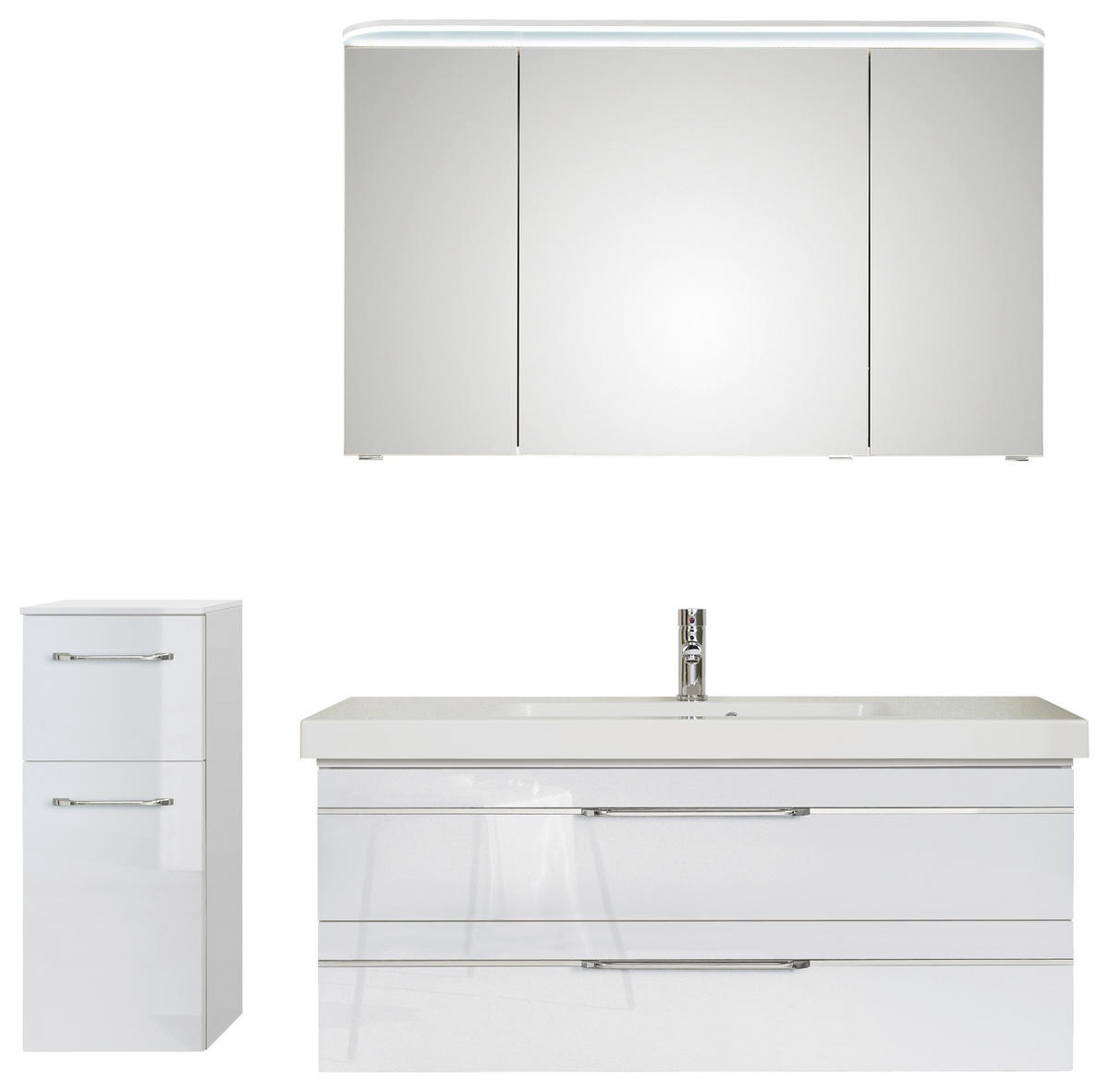 KOPALNICA  bela, bela, visoki sijaj  - barve kroma/bela, Konvencionalno, kamen/kovina (153cm) - Sadena