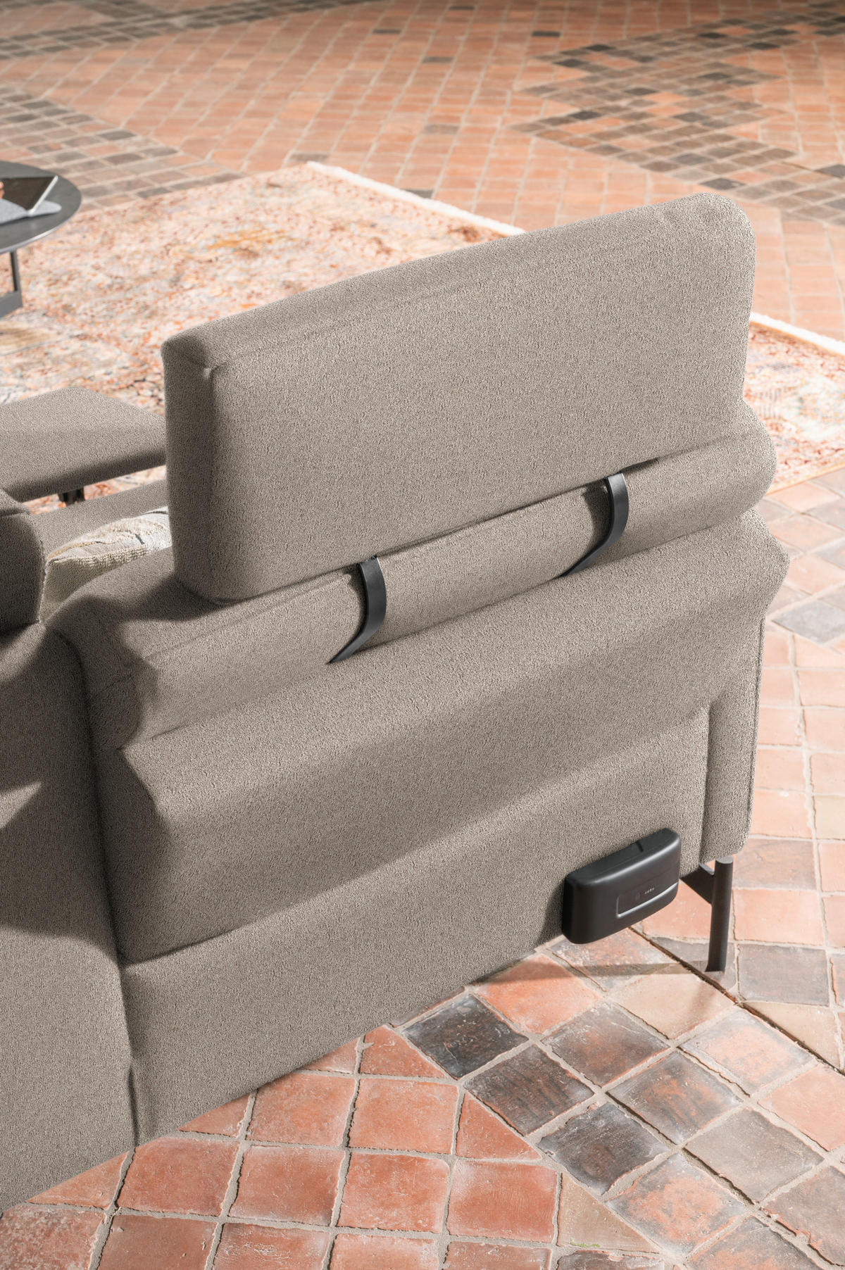 ECKSOFA in Flachgewebe, Struktur Hellbraun  - Hellbraun/Anthrazit, Design, Textil/Metall (254/230cm) - Johann Jakob