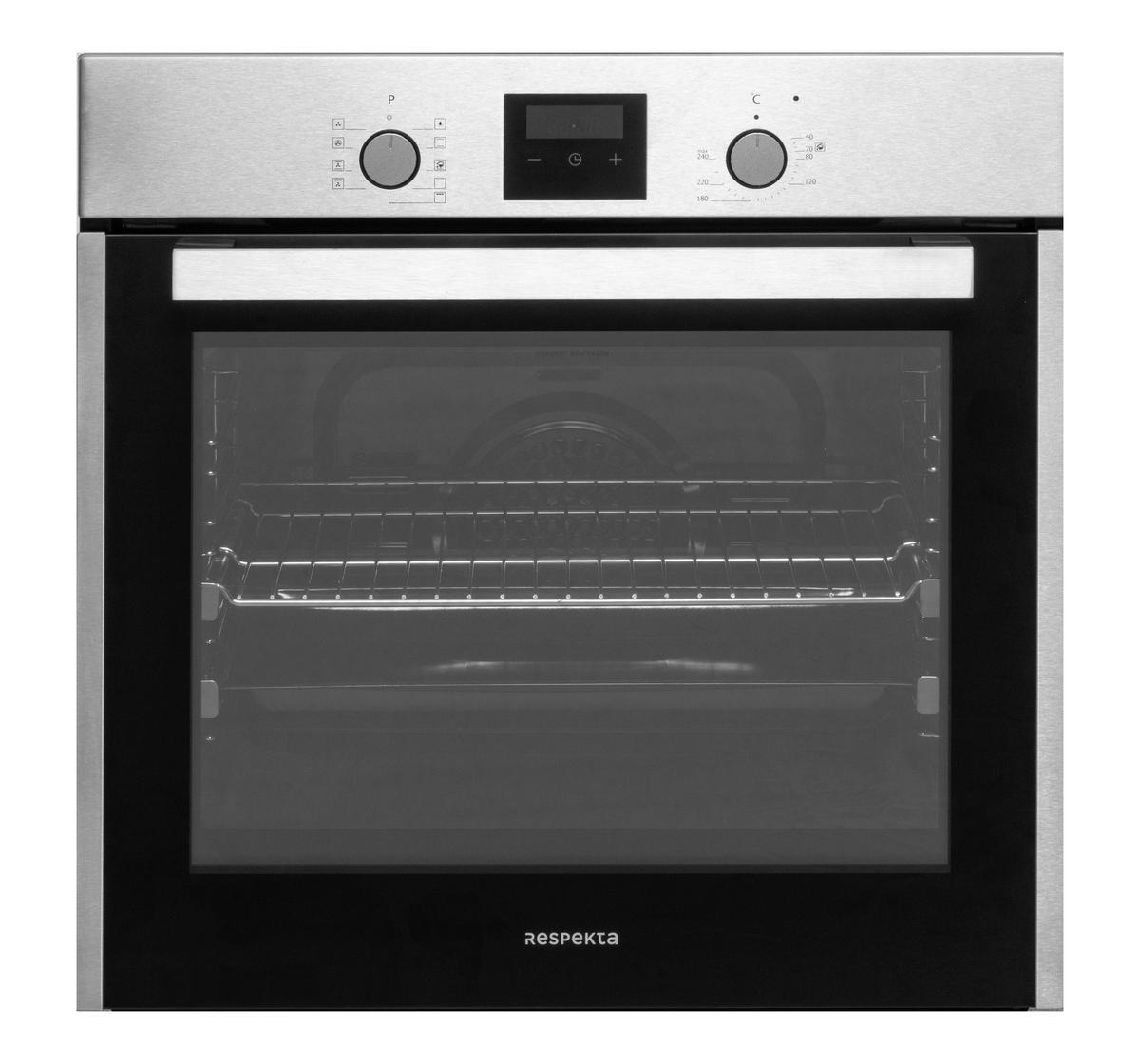 BACKOFENSET ASET1408800I  - Edelstahlfarben/Schwarz, Trend, Glas/Metall (59,5/59,5/56,5cm) - Respekta