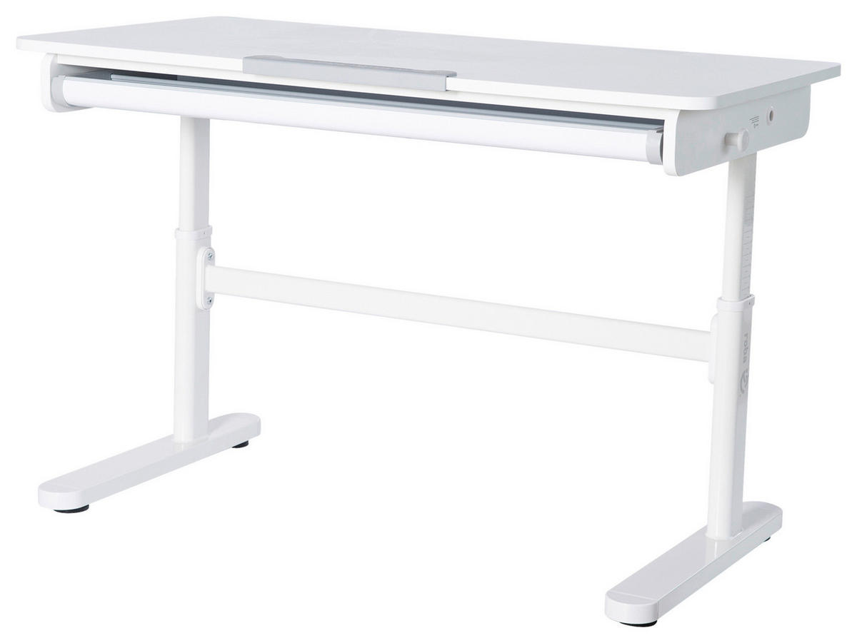 SCHREIBTISCH  Weiß höhenverstellbar  - Weiß, MODERN, Holzwerkstoff/Metall (109,5/62-78/60cm) - Roba
